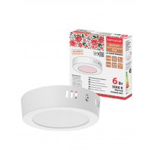 Светильник светодиодный накладной "Даунлайт НАРОДНЫЙ" круг СПО (белый) алюминий 6Вт 3000К