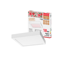 Светильник светодиодный накладной "Даунлайт НАРОДНЫЙ" квадрат СПО (белый) алюминий 18Вт 3000К