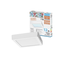 Светильник светодиодный накладной "Даунлайт НАРОДНЫЙ" квадрат СПО (белый) алюминий 12Вт 6500К