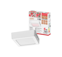 Светильник светодиодный накладной "Даунлайт НАРОДНЫЙ" квадрат СПО (белый) алюминий 6Вт 3000К