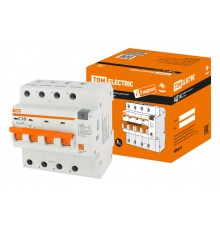 Дифференциальный автоматический выключатель АД14 4P, C10, 10мА, 4,5кА, тип АС, 5 мод, TDM