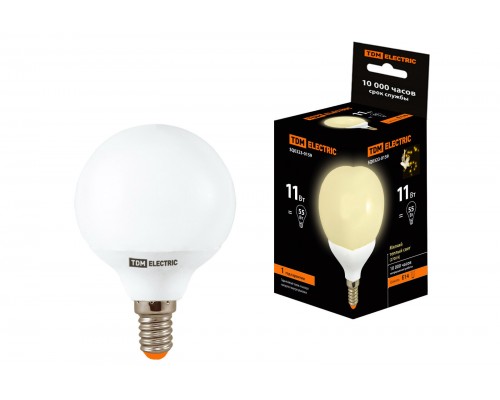 Лампа энергосберегающая КЛЛ-G55-11 Вт-2700 К–Е14 TDM