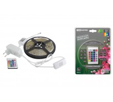 Комплект светодиодной лентыSMD5050-30LED/м-12 В-7,2 Вт/м-IP20-RGB (5м), 24 Вт, IR-контроллерTDM