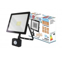 Прожектор светодиодный СДО-04-050Н-Д (с датчиком) 50 Вт, 6500 К, IP65, черный, Народный