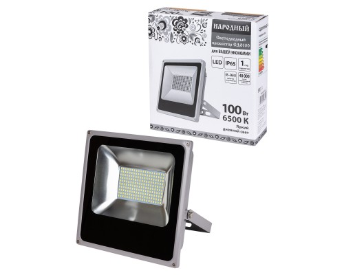 Прожектор светодиодный СДО100-2-Н 100 Вт, 6500 К, серый
