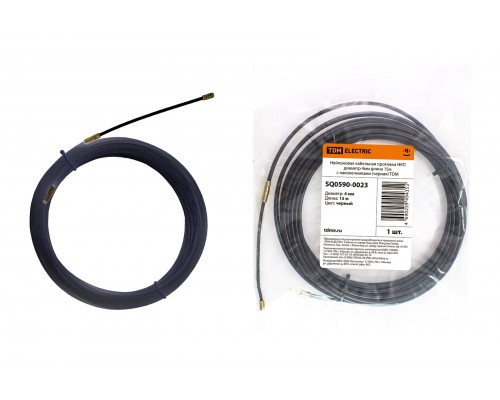 Нейлоновая кабельная протяжка НКП диаметр 4мм длина 15м с наконечниками (черная) TDM