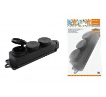 Розетка трехместная с заглушками каучук 2Р+РЕ 16А 250В IP44 серии 