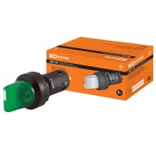 Переключатель на 2 положения с фиксацией SB7-CK2361-220V короткая ручка(LED) d22мм 1з зеленый TDM
