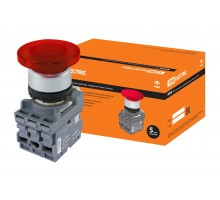 Кнопка грибовидная МРМ1-11R(LED) в сборе d40мм/220B 1з+1р красная TDM