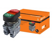 Кнопка двойная MPD4-11R (зеленая/красная) (LED) в сборе d22мм/220В (ПУСК/СТОП) линза красная TDM