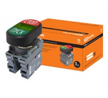 Кнопка двойная MPD4-11G (зеленая/красная) (LED) в сборе d22мм/220В (ПУСК/СТОП) линза зеленая TDM