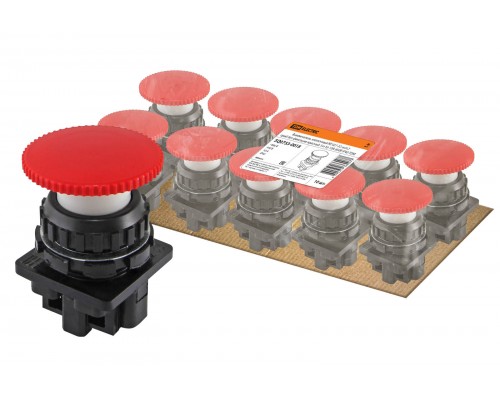 Выключатель кнопочный КЕ 021-У2-исп.2 гриб без фиксации красный 1з+1р 10A 660B IP40 TDM