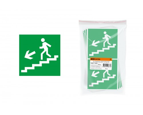 Знак "Направление к эвакуационному выходу (по лестнице налево вниз)" 150х150мм TDM