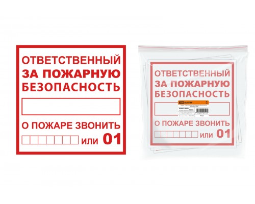 Плакат "Ответственный за пожарную безопасность" 200х200мм TDM