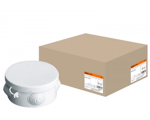 Распаячная коробка ОП D85х40мм, крышка, IP54, 4вх. TDM