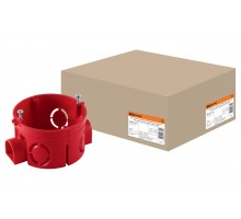 Установочная коробка СП D68х42мм, саморезы, стыковочные узлы, красная, IP20, TDM
