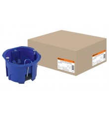 Установочная коробка СП D65х45мм, саморезы, пл. лапки, синяя, IP20, TDM