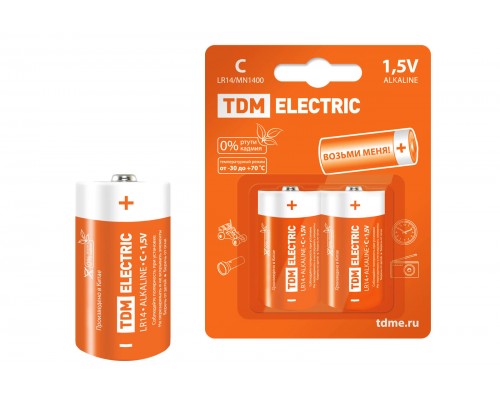 Элемент питания LR14 C Alkaline 1,5V BP-2 TDM