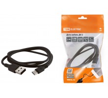 Дата-кабель, ДК 2, USB - USB Type-C, 1 м, черный, TDM