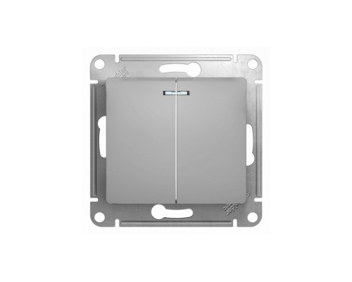 Выключатель 2-клавишный, с подсветкой Schneider Electric Glossa GSL000353 Алюминий