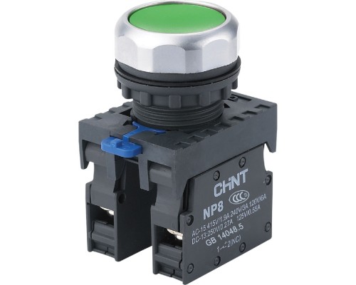Кнопка управления NP8-11 BN/3 без подсветки зеленая 1НО+1НЗ IP65 (R) (CHINT)