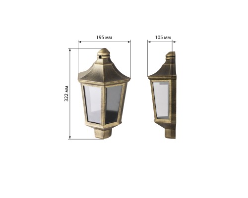 Светильник садово-парковый НБУ 06-60-003 настенный, пластик, расс. поликарбонат, бронза TDM