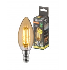 Лампа светодиодная «Винтаж» золотистая FС37, 7 Вт, 230 В, 2700 К, E14 (свеча) TDM