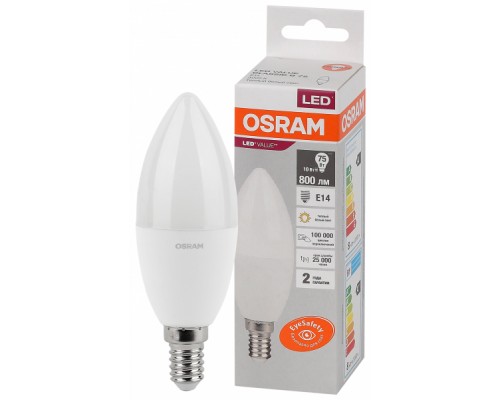 Лампа LED 10 Вт 3000К LVCLB75 230V E14 RU OSRAM